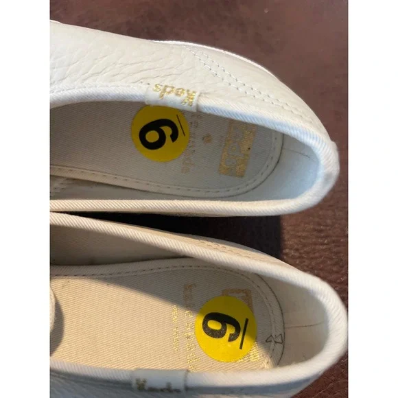 NWOT Women's Keds x Kate Spade NY Champion Cream Tumbled Leather Shoe Sz 9 - Picture 8 of 9